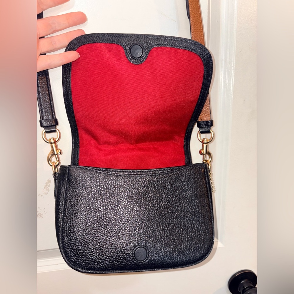 Coach Horse and Carriage Saddle Bag Black Pebbled Leather C4058 - Picture 11 of 16